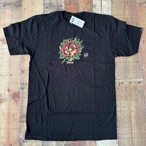 Vans Easy Trinity smile burning rose graphic black short sleeve tshirt men's med